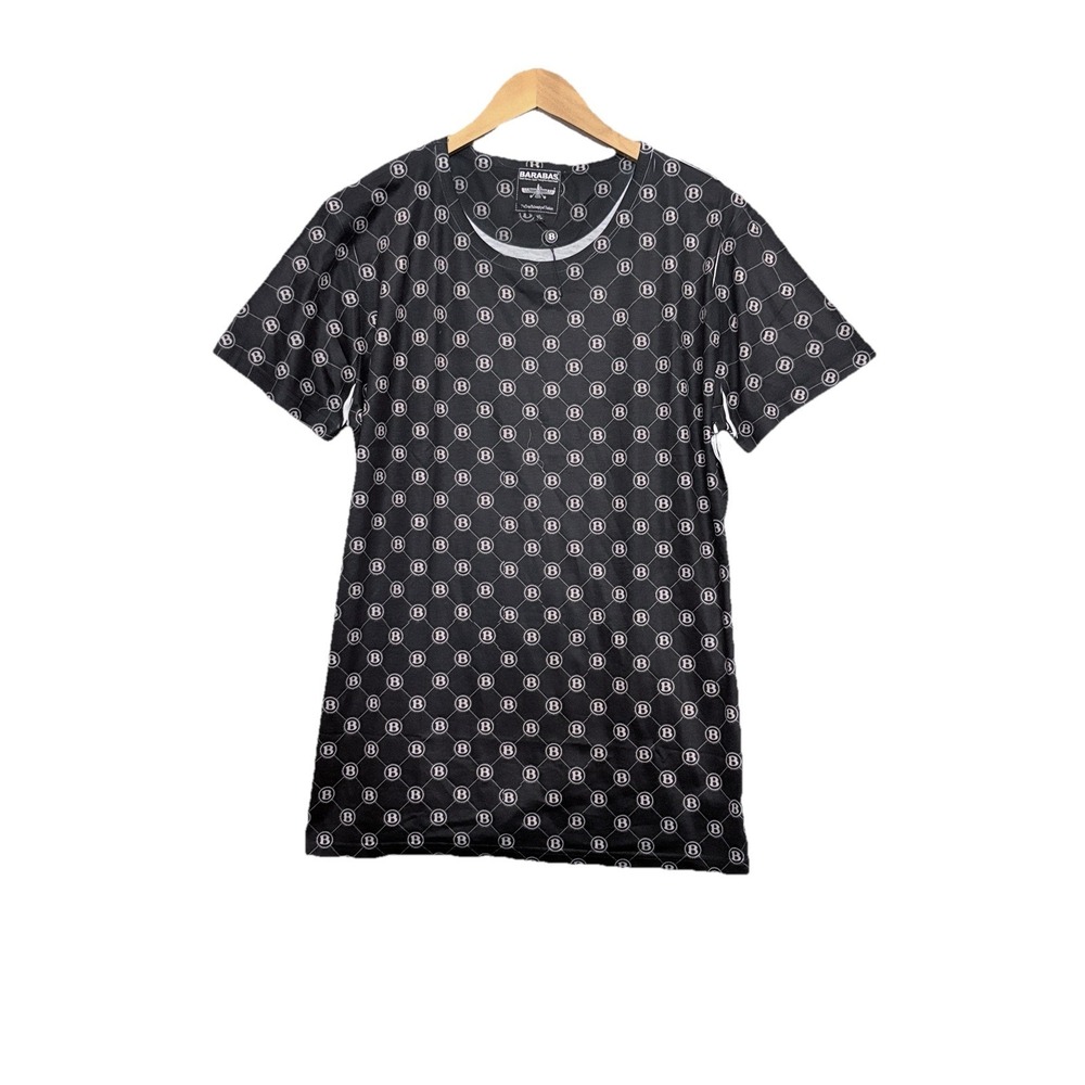 Barabas Mens T Shirt All Over Monogram Short‎ Sleeve Black Size XL NWOT